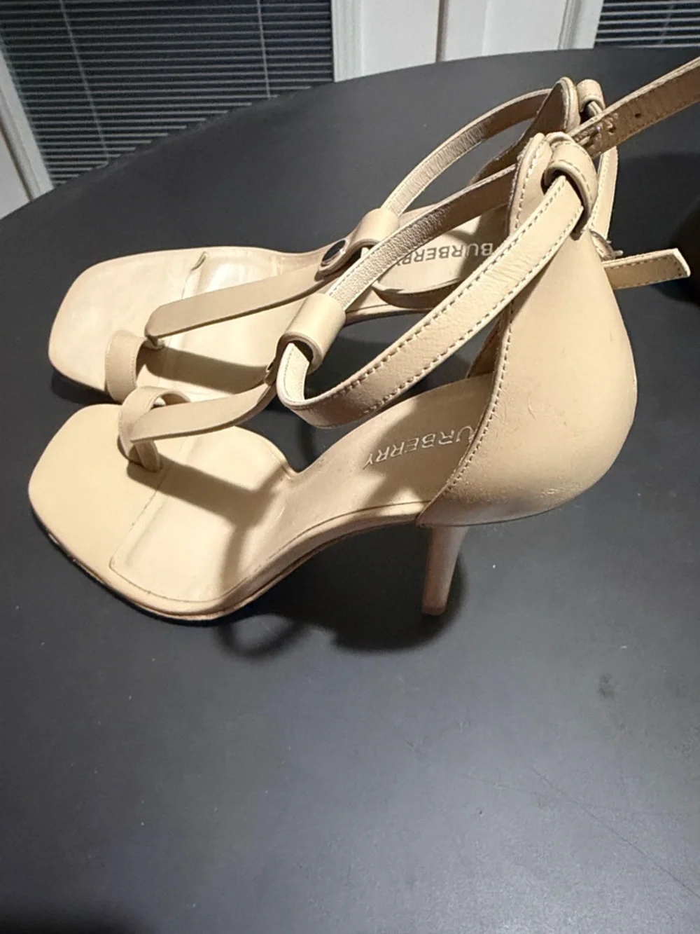 Burberry Beige T-Strap Ankle-Strap Heeled Sandals - Picture 3 of 6